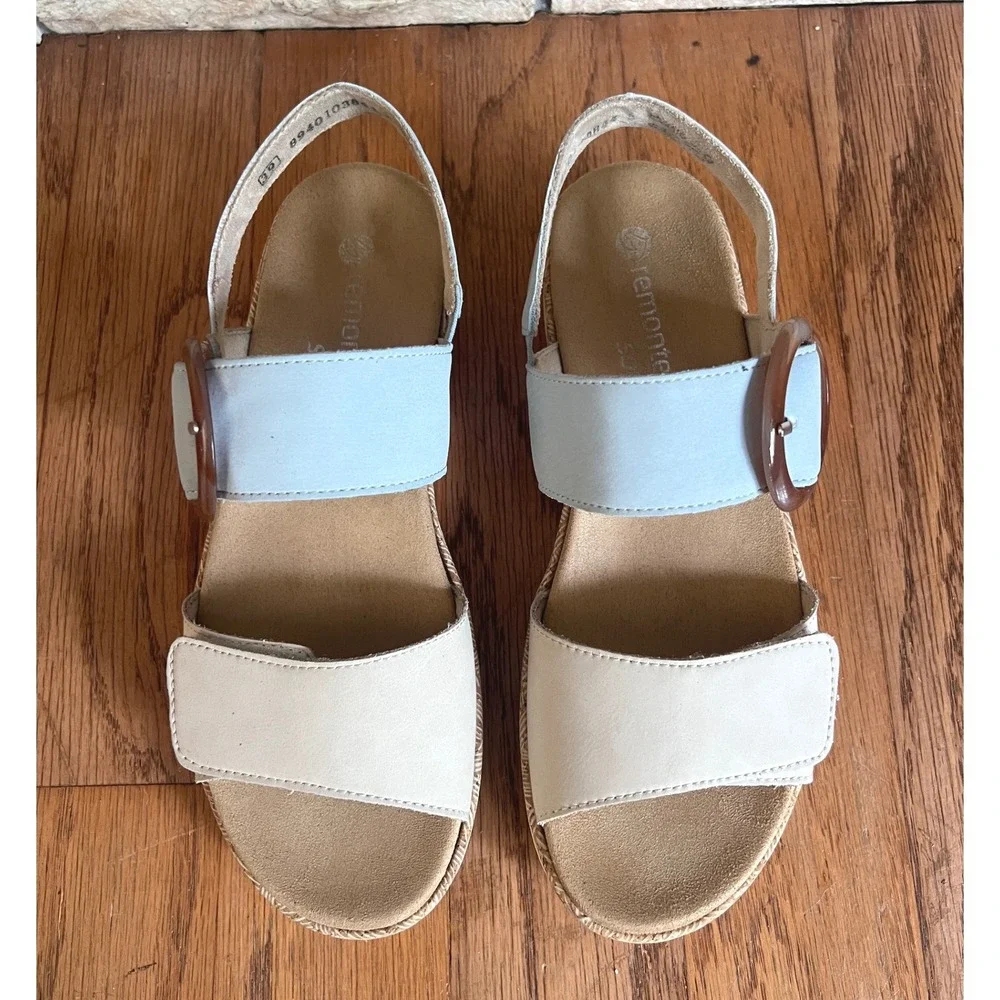 Remonte Jocelyn 53 Soft Sandals Two Tone Coastal 39 Blue Cream Leather Wedge